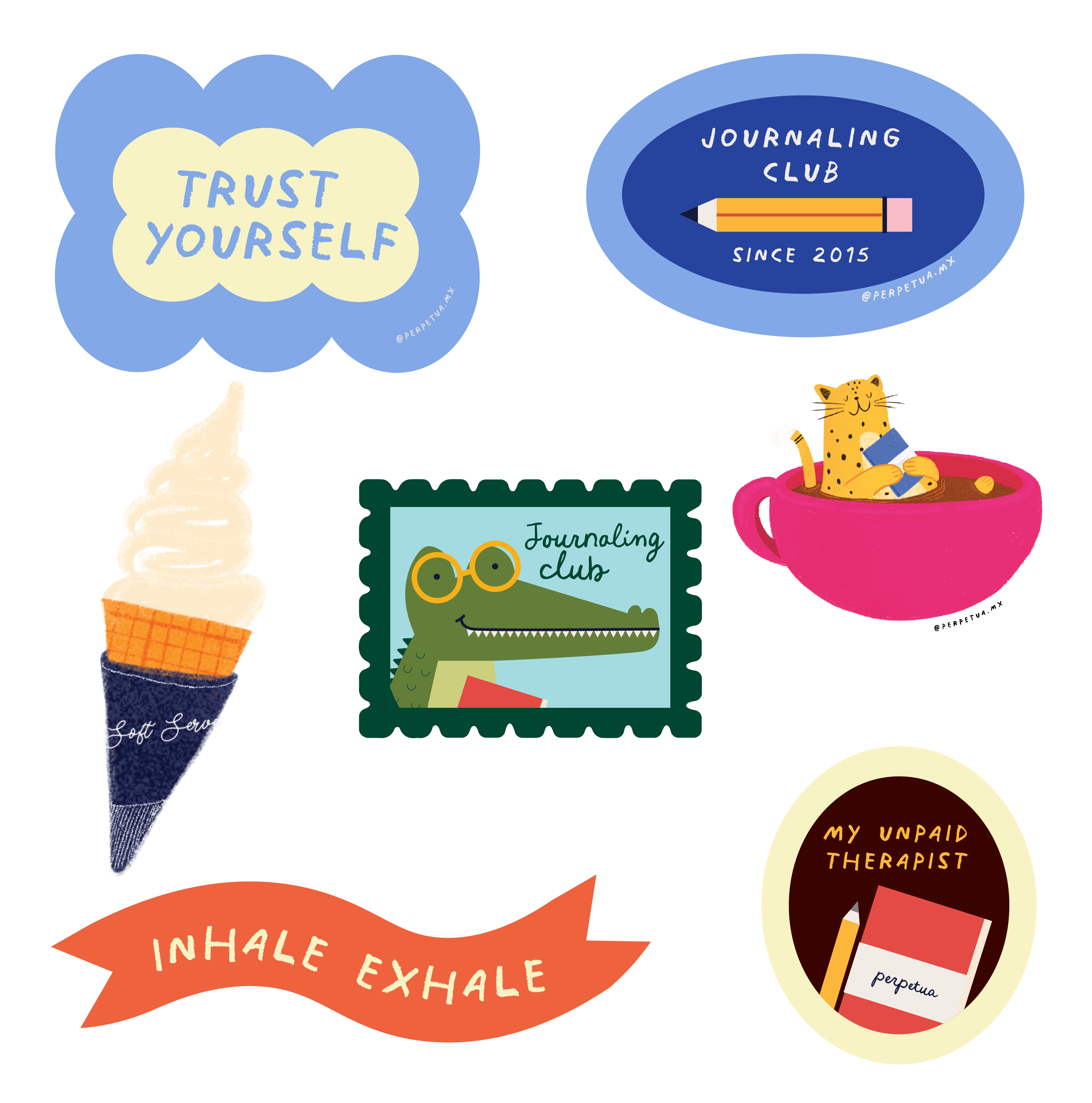 Set de Stickers Grandes - Journaling Club